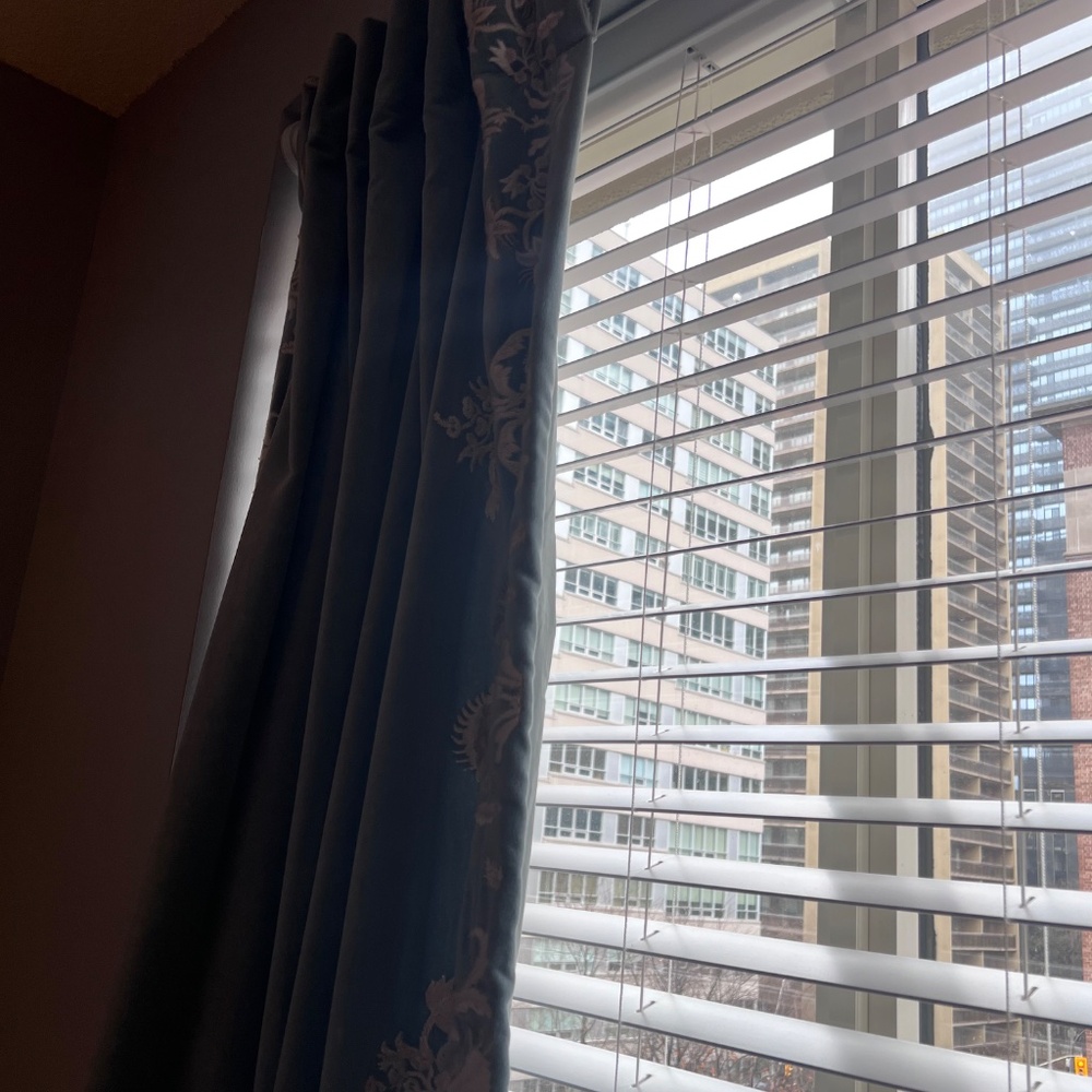 Anthropologie Blue and Cream, Velvet and Embroidery Curtains Elegant Accents - Picture 6 of 6